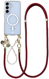 AVY Samsung S25 Plus / S24 Plus Hoesje Koord & MagSafe Set Pearl & Rope Burgundy