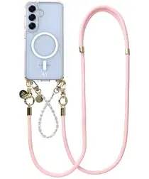 AVY Samsung S25 Plus / S24 Plus Hoesje met Koord & MagSafe Set Pearl & Rope Pink afbeelding