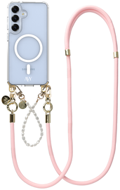 AVY Samsung S25 Plus / S24 Plus Hoesje met Koord & MagSafe Set Pearl & Rope Pink