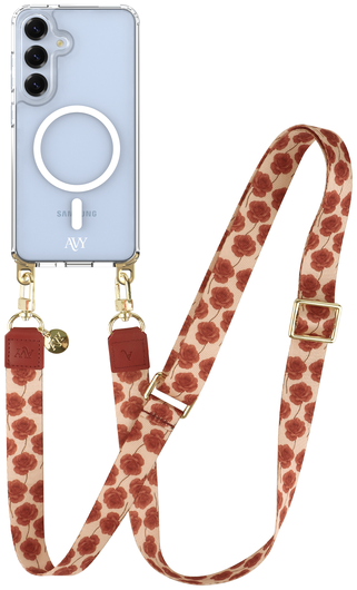 AVY Samsung S25 Plus / S24 Plus Hoesje met Koord & MagSafe 130CM Botanique Roses afbeelding 1