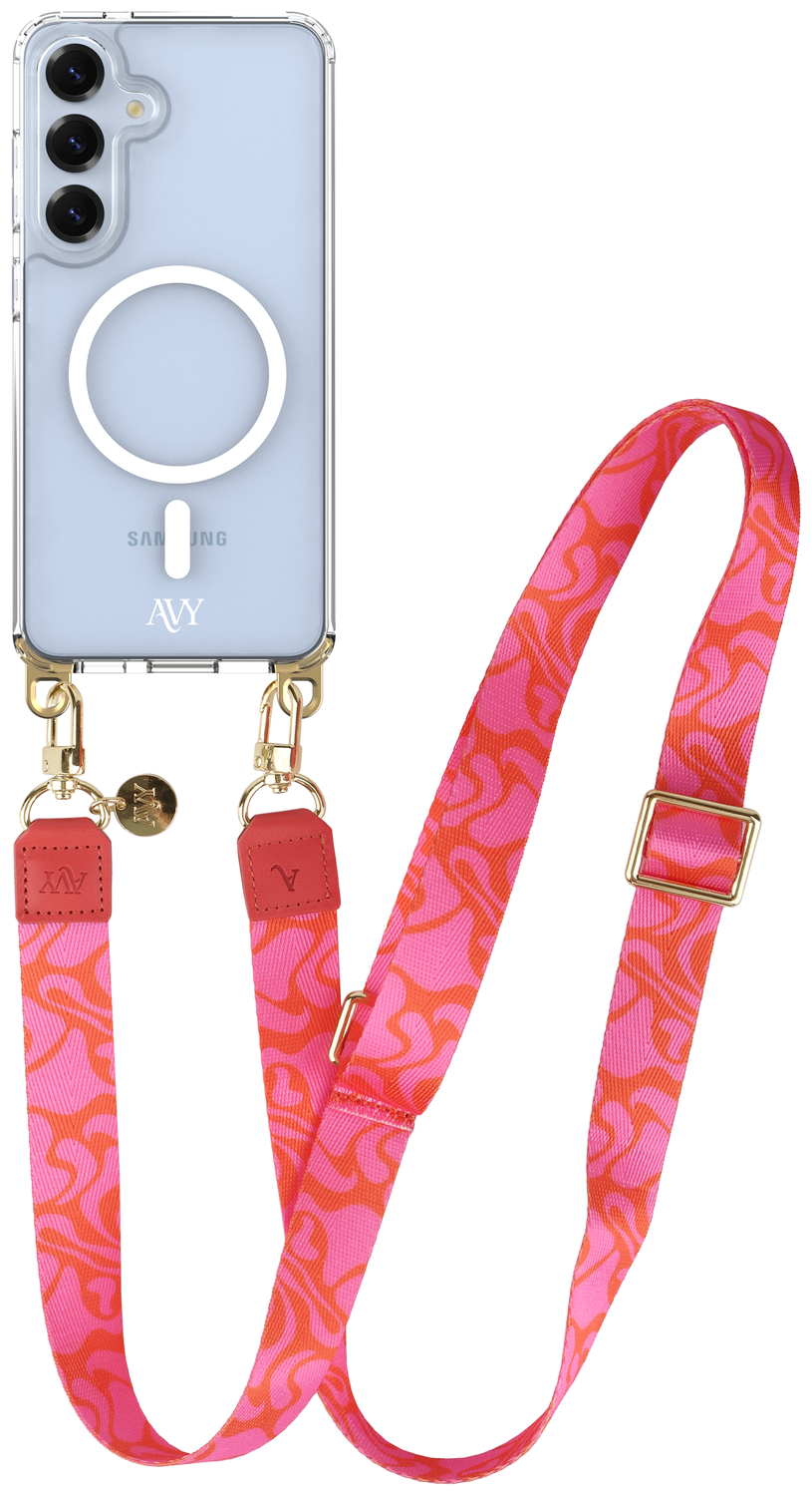 AVY Samsung S25 Plus / S24 Plus Hoesje met Koord & MagSafe 130CM Rosé Twist afbeelding 1
