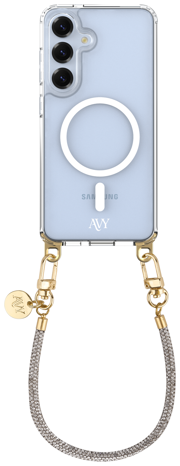 AVY Samsung Galaxy S25 / S24 Hoesje met Koord & MagSafe 30CM Silver Spark afbeelding 1