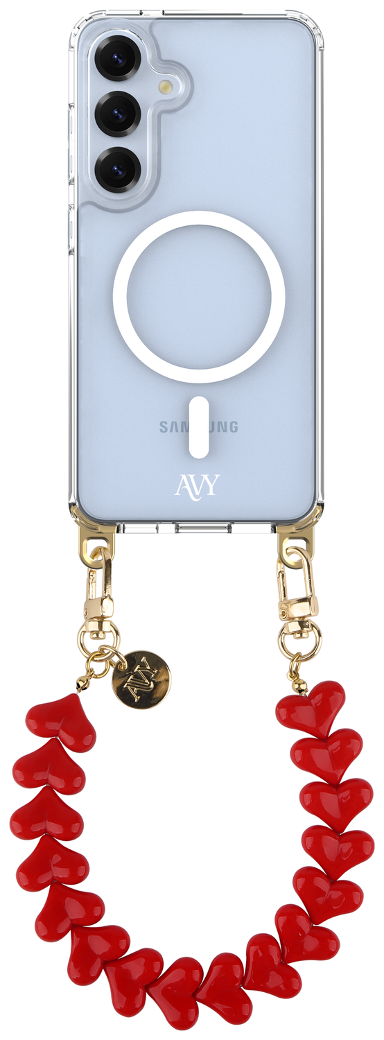 AVY Samsung Galaxy S25 / S24 Hoesje met Koord & MagSafe 30CM Cupid Red afbeelding 1
