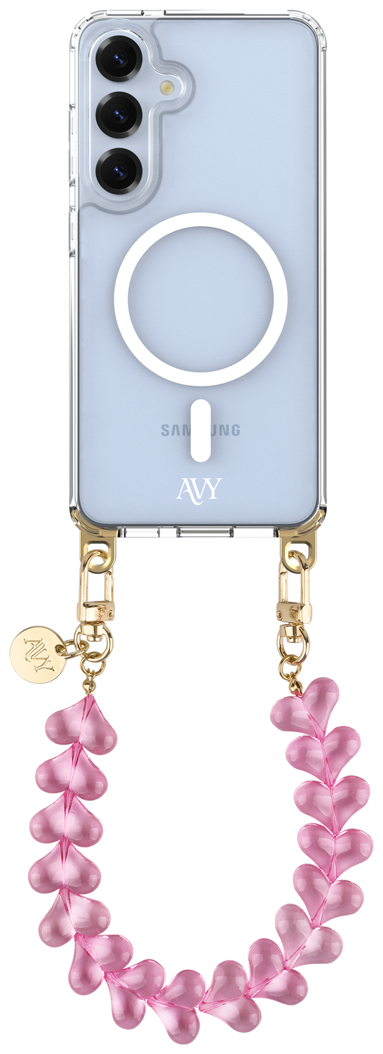 AVY Samsung Galaxy S25 / S24 Hoesje met Koord & MagSafe 30CM Cupid Clear Pink afbeelding 1