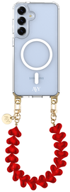 AVY Samsung Galaxy S25 / S24 Hoesje met Koord & MagSafe 30CM Cupid Clear Red