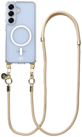 AVY Samsung Galaxy S25 / S24 Hoesje met Koord & MagSafe 130CM Tressé Beige