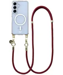 AVY Samsung Galaxy S25 / S24 Hoesje met Koord & MagSafe 130CM Tressé Red afbeelding