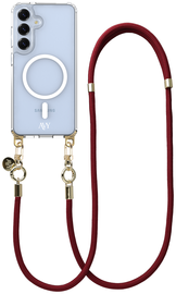 AVY Samsung Galaxy S25 / S24 Hoesje met Koord & MagSafe 130CM Tressé Red