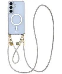 AVY Samsung Galaxy S25 / S24 Hoesje met Koord & MagSafe Set Silver Spark afbeelding