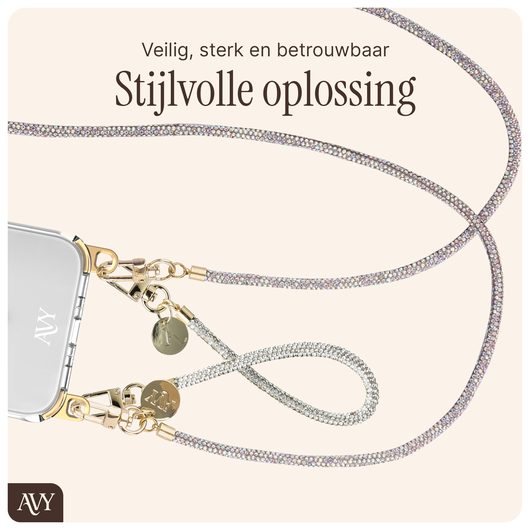 AVY Samsung Galaxy S25 / S24 Hoesje met Koord & MagSafe Set Silver Spark afbeelding 8