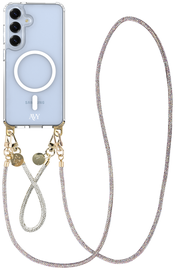 AVY Samsung Galaxy S25 / S24 Hoesje met Koord & MagSafe Set Silver Spark afbeelding