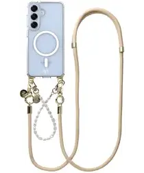 AVY Samsung Galaxy S25 / S24 Hoesje met Koord & MagSafe Set Pearl & Rope Beige afbeelding