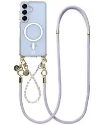 AVY Samsung Galaxy S25 / S24 Hoesje met Koord & MagSafe Set Pearl & Rope Purple afbeelding