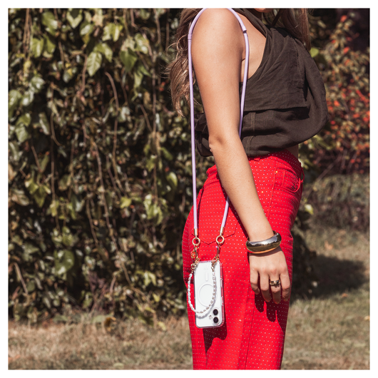 AVY Samsung Galaxy S25 / S24 Hoesje met Koord & MagSafe Set Pearl & Rope Purple afbeelding 2