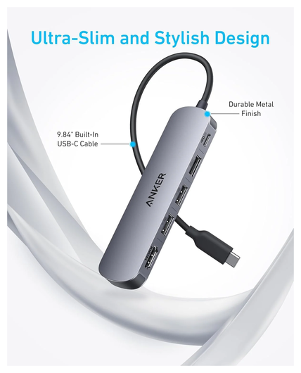 Anker 5-in-1 Hub USB/30W USB-C Power Delivery/HDMI 4@30HDMI Grijs afbeelding 6