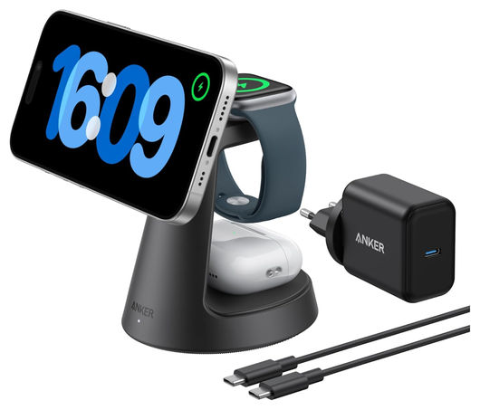 Anker (15W) 3-in-1 Draadloze MagSafe Oplader iPhone/AirPods (Pro)/Apple Watch afbeelding 2