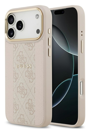 Guess 4G Stripe iPhone 17 Pro Max Hoesje MagSafe Back Cover Roze