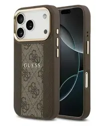 Guess 4G Stripe iPhone 17 Pro Max Hoesje MagSafe Back Cover Bruin afbeelding