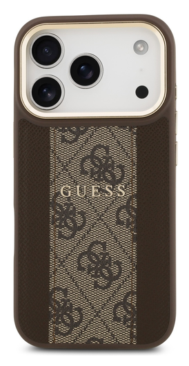 Guess 4G Stripe iPhone 17 Pro Max Hoesje MagSafe Back Cover Bruin afbeelding 2