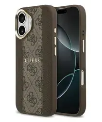 Guess 4G Stripe iPhone 17 Hoesje MagSafe Back Cover Bruin afbeelding