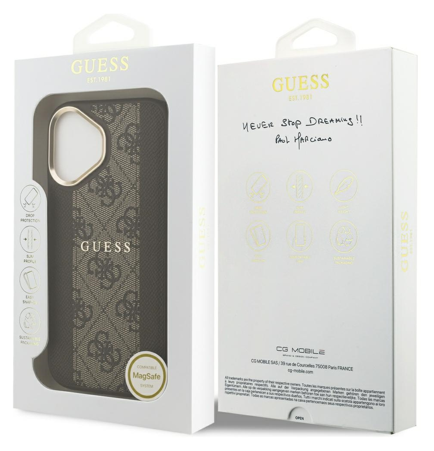 Guess 4G Stripe iPhone 17 Hoesje MagSafe Back Cover Bruin afbeelding 8