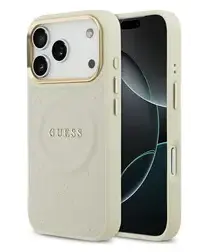 Guess Peony Hot Stamp iPhone 17 Pro Hoesje MagSafe Back Cover Beige afbeelding