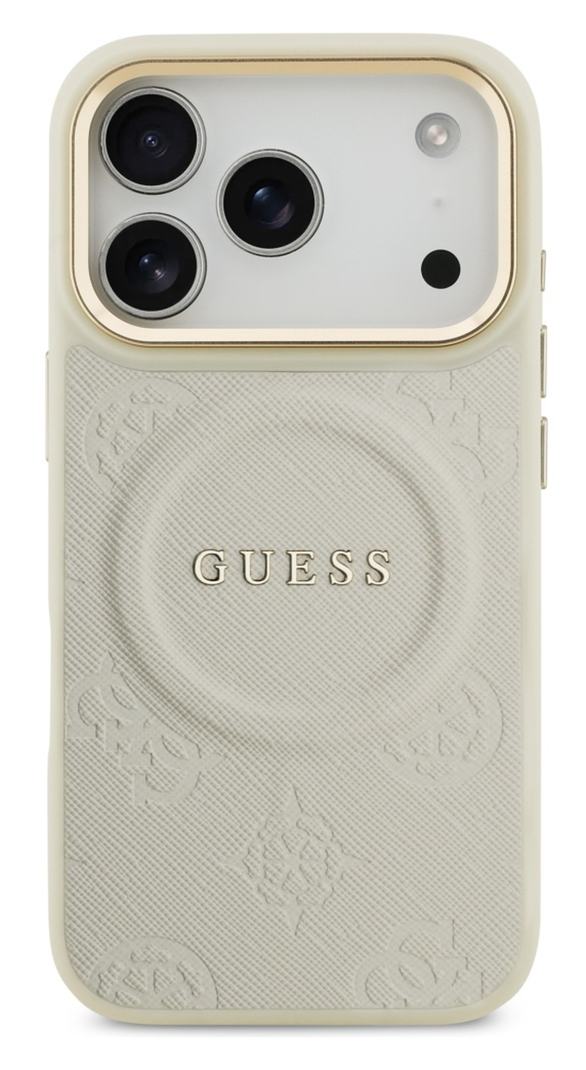 Guess Peony Hot Stamp iPhone 17 Pro Hoesje MagSafe Back Cover Beige afbeelding 2