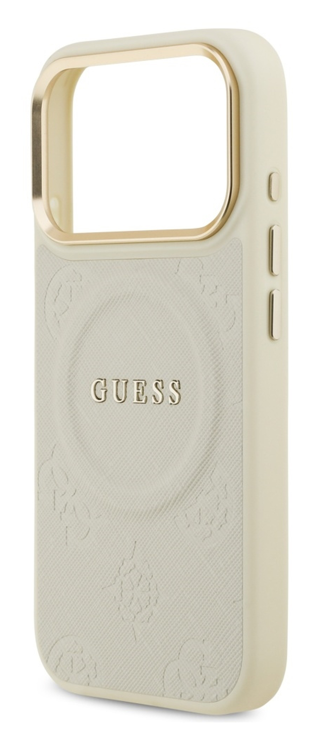 Guess Peony Hot Stamp iPhone 17 Pro Hoesje MagSafe Back Cover Beige afbeelding 3