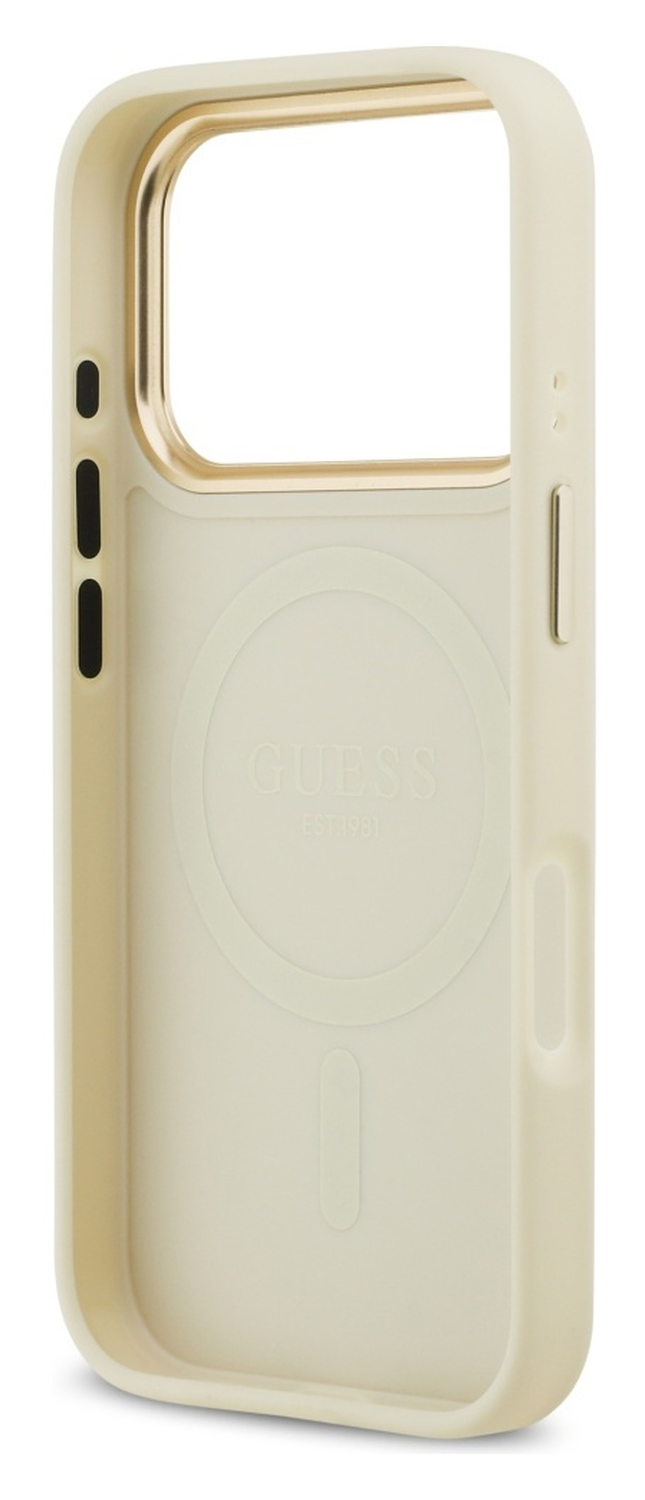 Guess Peony Hot Stamp iPhone 17 Pro Hoesje MagSafe Back Cover Beige afbeelding 4