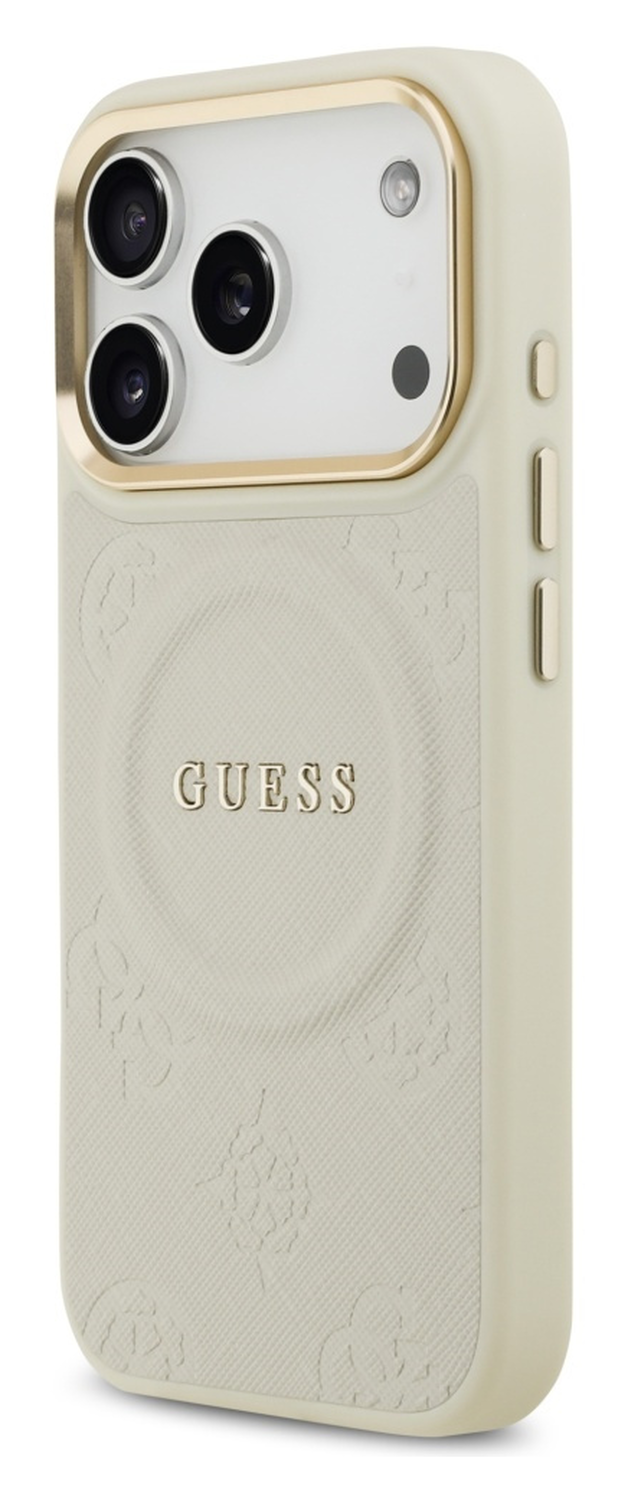 Guess Peony Hot Stamp iPhone 17 Pro Hoesje MagSafe Back Cover Beige afbeelding 6
