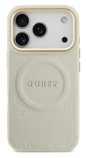 Guess Peony Hot Stamp iPhone 17 Pro Hoesje MagSafe Back Cover Beige afbeelding 2