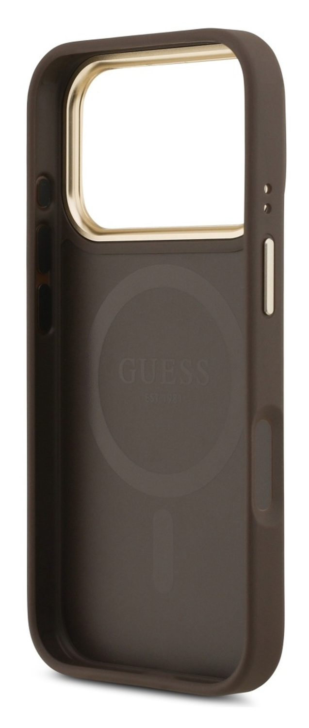 Guess Peony Hot Stamp iPhone 17 Pro Max Hoesje MagSafe Back Cover Bruin afbeelding 4