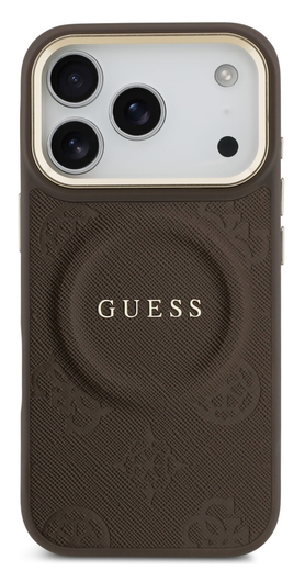 Guess Peony Hot Stamp iPhone 17 Pro Max Hoesje MagSafe Back Cover Bruin afbeelding 2