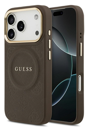 Guess Peony Hot Stamp iPhone 17 Pro Max Hoesje MagSafe Back Cover Bruin afbeelding