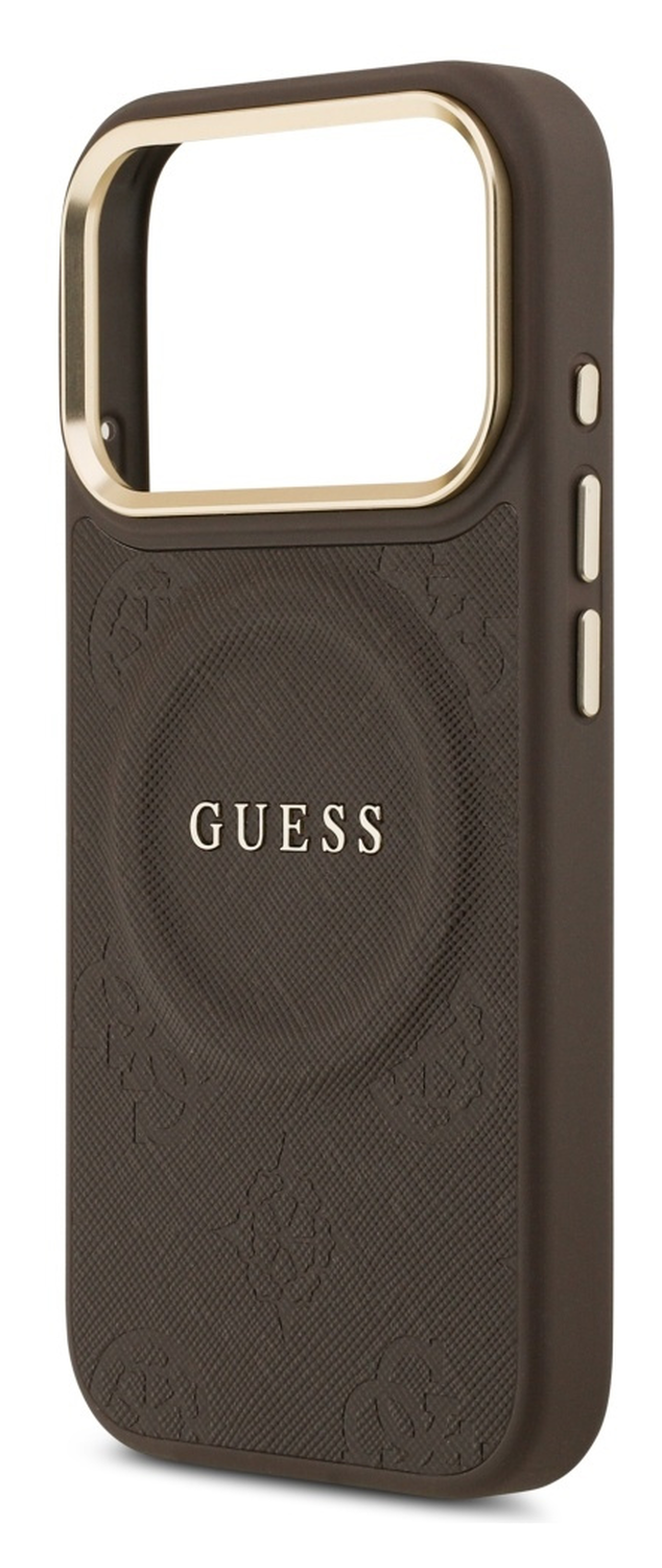 Guess Peony Hot Stamp iPhone 17 Pro Hoesje MagSafe Back Cover Bruin afbeelding 3