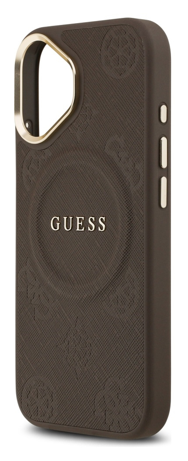 Guess Peony Hot Stamp iPhone 17 Hoesje MagSafe Back Cover Bruin afbeelding 3