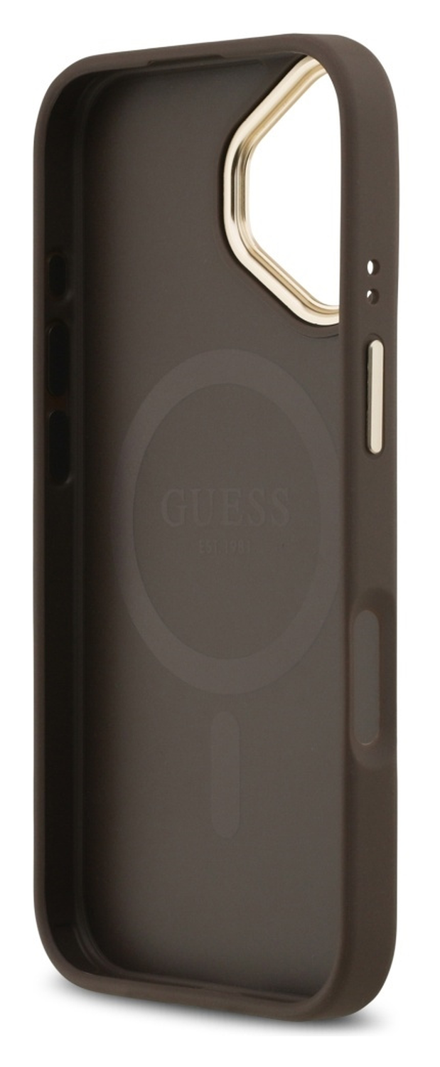 Guess Peony Hot Stamp iPhone 17 Hoesje MagSafe Back Cover Bruin afbeelding 4