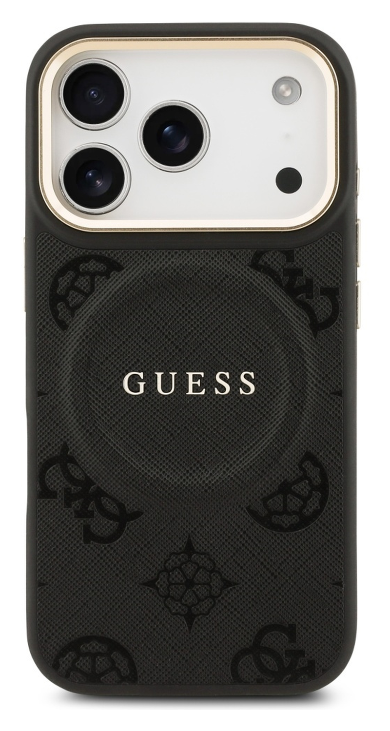 Guess Peony Hot Stamp iPhone 17 Pro Max Hoesje MagSafe Back Cover Zwart afbeelding 2