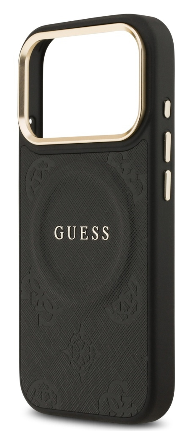 Guess Peony Hot Stamp iPhone 17 Pro Max Hoesje MagSafe Back Cover Zwart afbeelding 3
