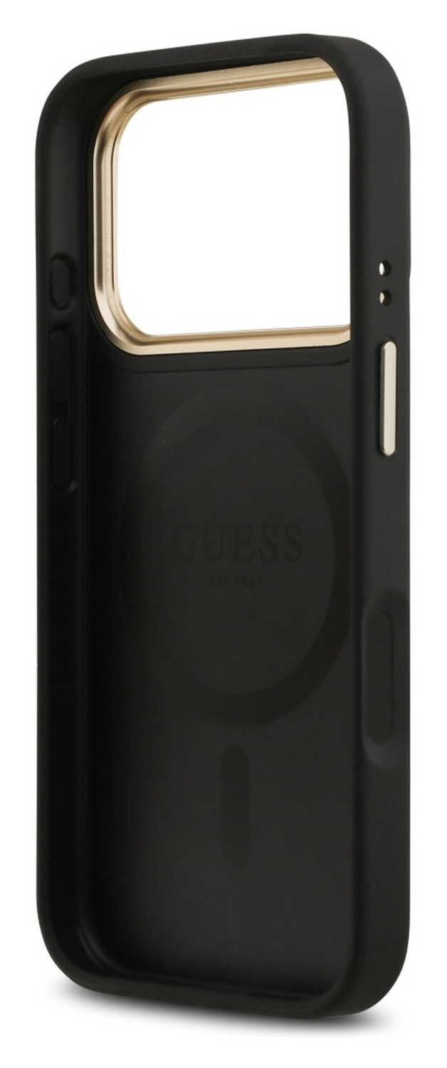 Guess Peony Hot Stamp iPhone 17 Pro Max Hoesje MagSafe Back Cover Zwart afbeelding 4