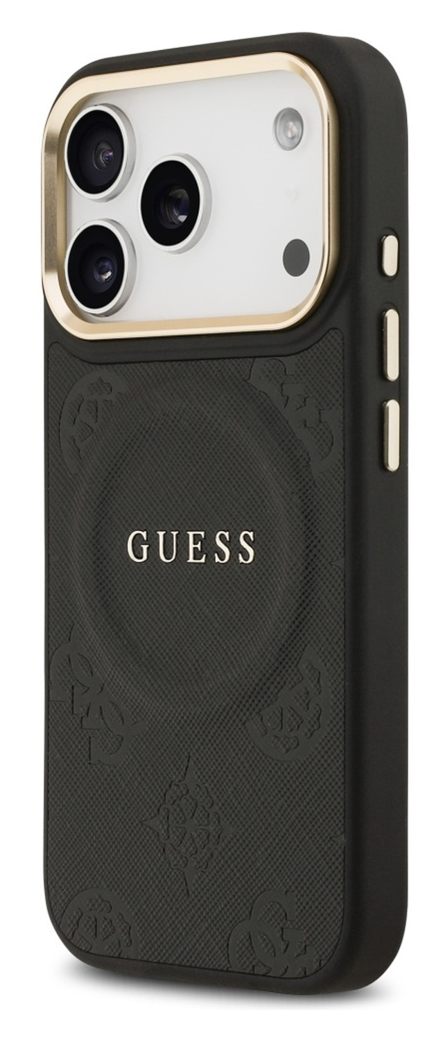 Guess Peony Hot Stamp iPhone 17 Pro Max Hoesje MagSafe Back Cover Zwart afbeelding 6