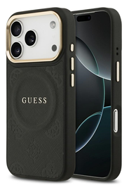 Guess Peony Hot Stamp iPhone 17 Pro Max Hoesje MagSafe Back Cover Zwart