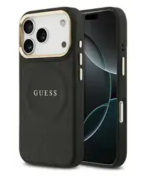Guess Peony Hot Stamp iPhone 17 Pro Hoesje MagSafe Back Cover Zwart afbeelding