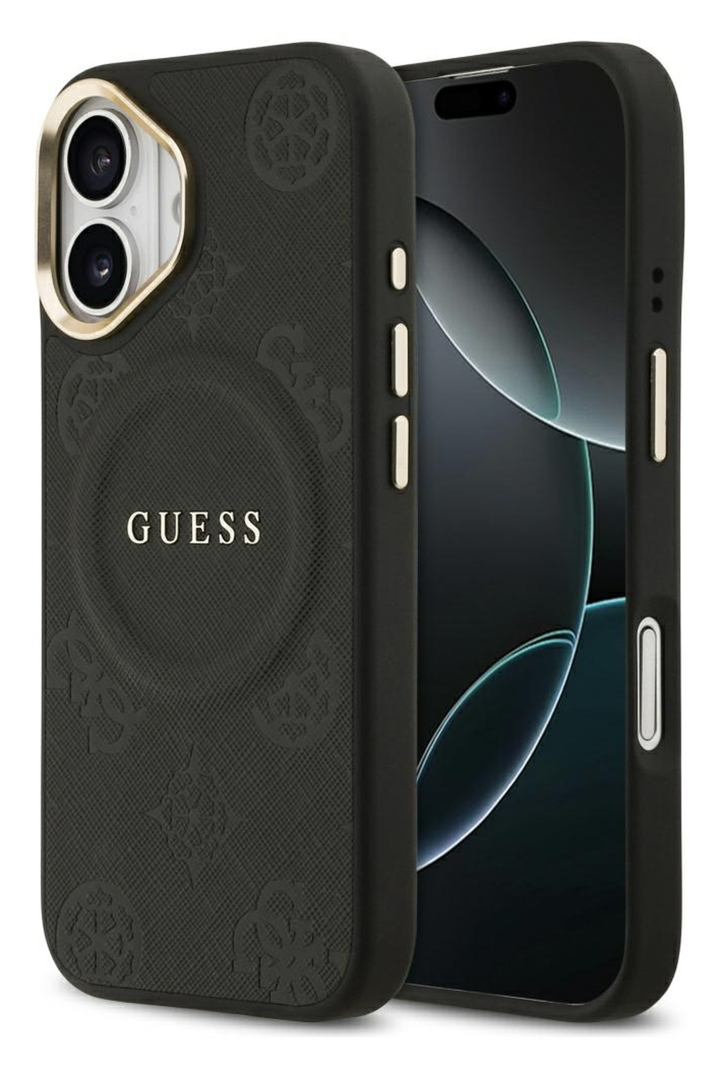 Guess Peony Hot Stamp iPhone 17 Hoesje MagSafe Back Cover Zwart afbeelding 1
