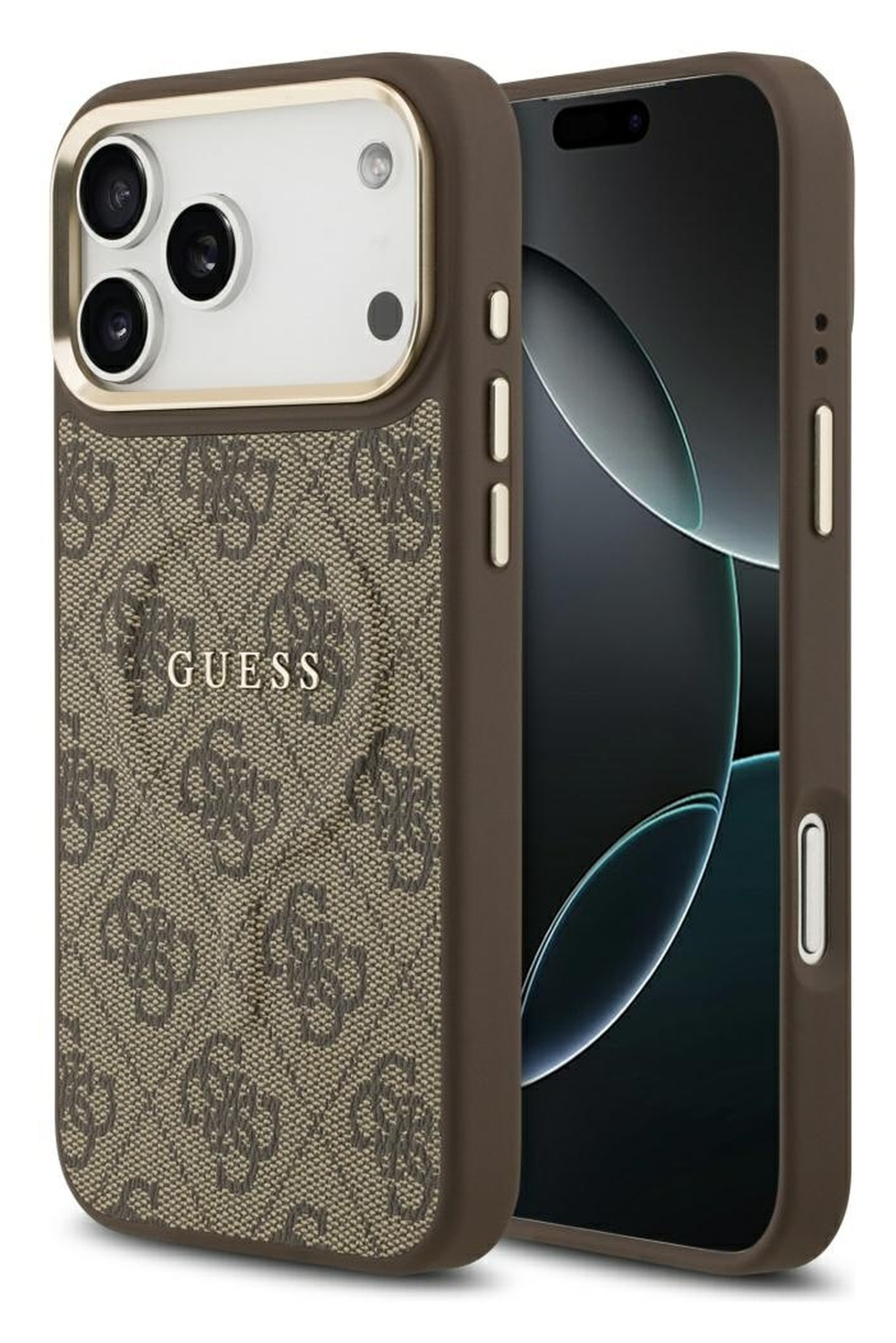 Guess 4G PU Classic Logo iPhone 17 Pro Max Hoesje MagSafe Bruin afbeelding 1