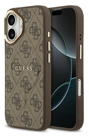 Guess 4G PU Classic Logo iPhone 17 Hoesje MagSafe Back Cover Bruin afbeelding 1