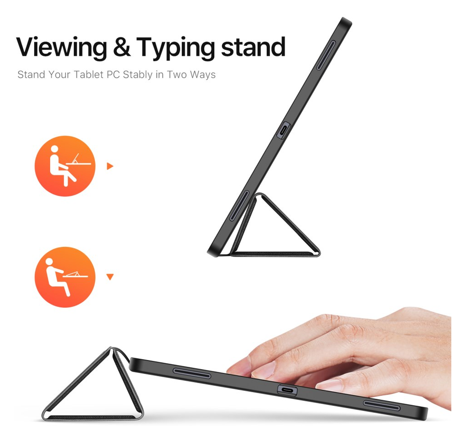 Dux Ducis Domo Samsung Galaxy Tab S11 Ultra Hoes Tri-Fold Book Case Zwart afbeelding 4