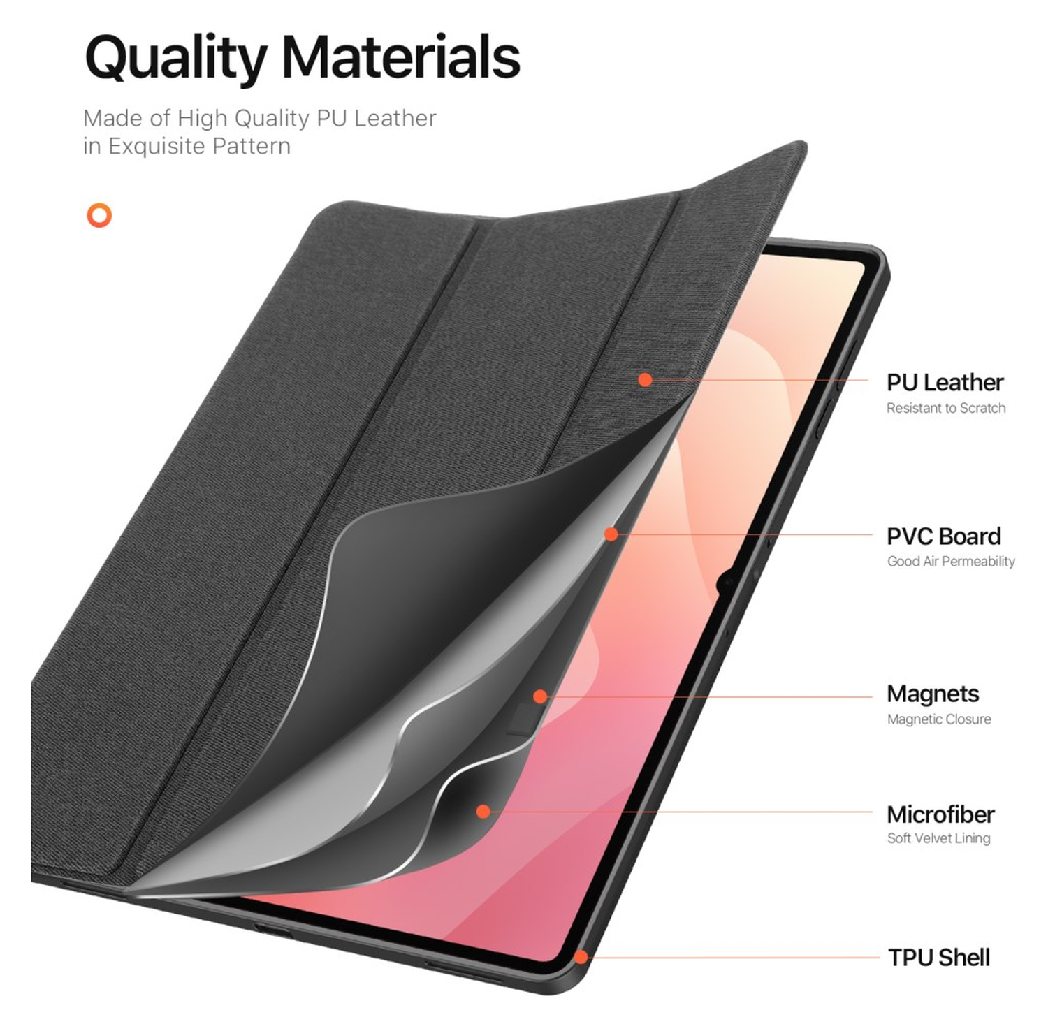 Dux Ducis Domo Samsung Galaxy Tab S11 Ultra Hoes Tri-Fold Book Case Zwart afbeelding 7