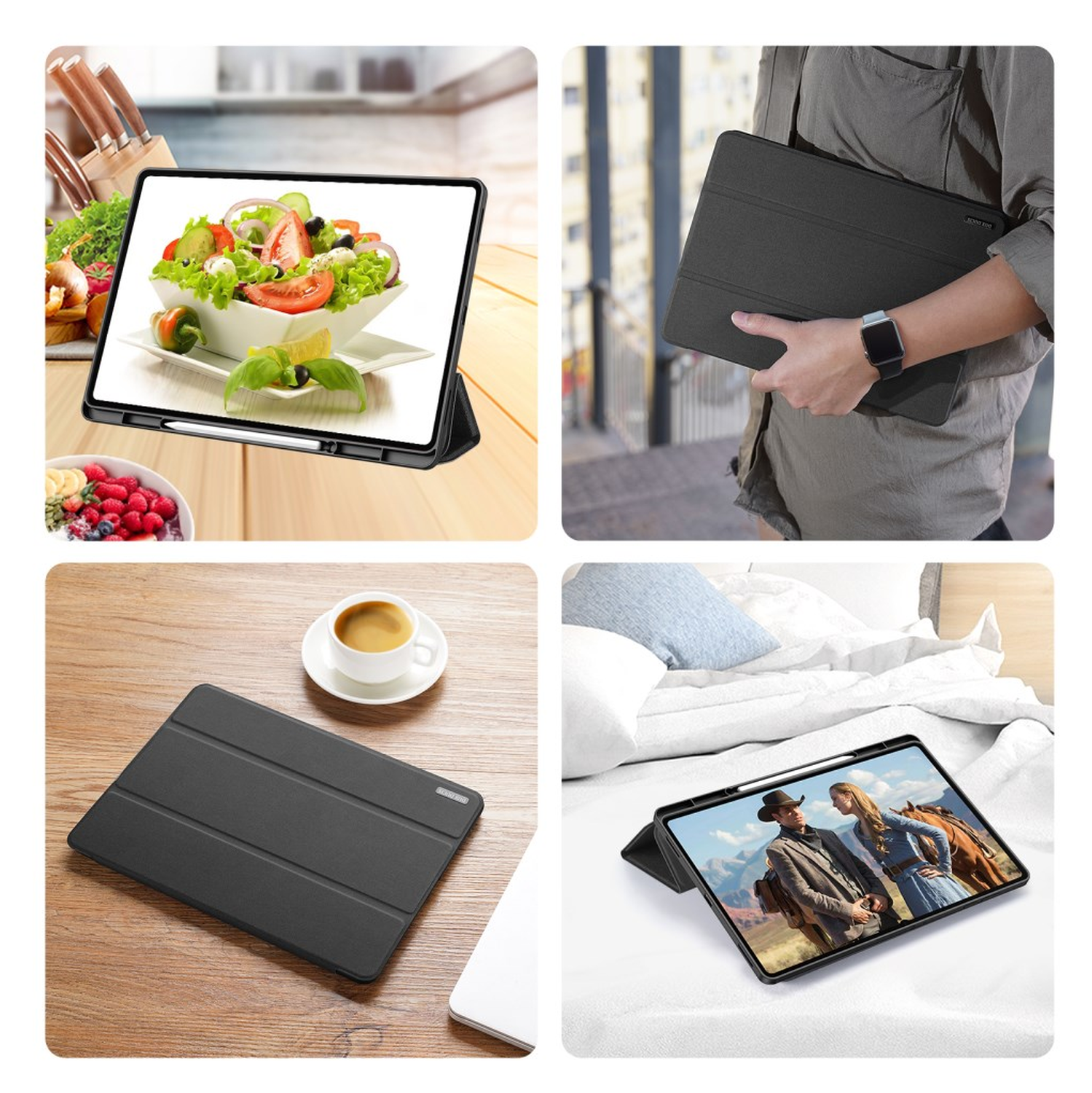 Dux Ducis Domo Samsung Galaxy Tab S11 Ultra Hoes Tri-Fold Book Case Zwart afbeelding 9