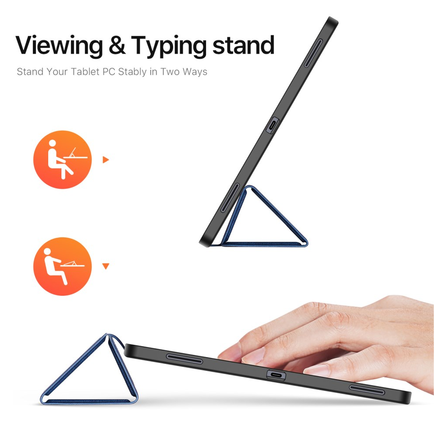 Dux Ducis Domo Samsung Galaxy Tab S11 Ultra Hoes Tri-Fold Book Case Blauw afbeelding 4